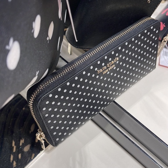 Kate Spade Spencer Metallic Dot Slim Continental Wallet in Black Multi k4546 - Picture 14 of 16